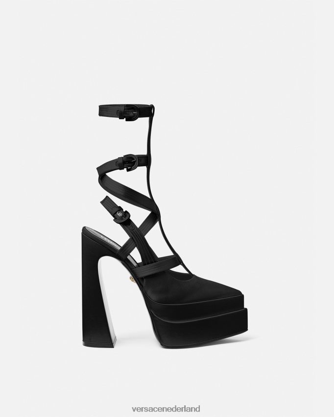 Versace aevitas platformpompen met puntige kooi vrouwen zwart schoen J2T4F4404