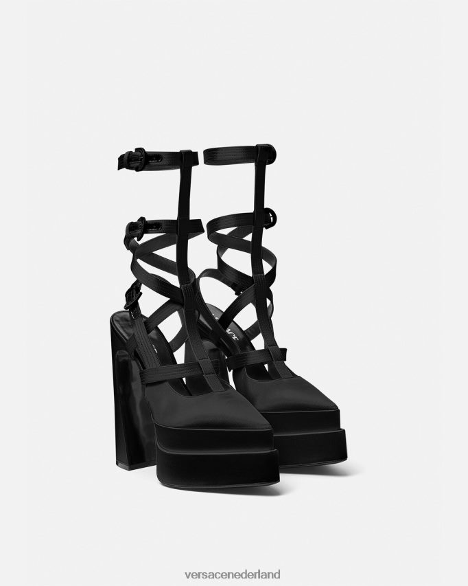 Versace aevitas platformpompen met puntige kooi vrouwen zwart schoen J2T4F4404