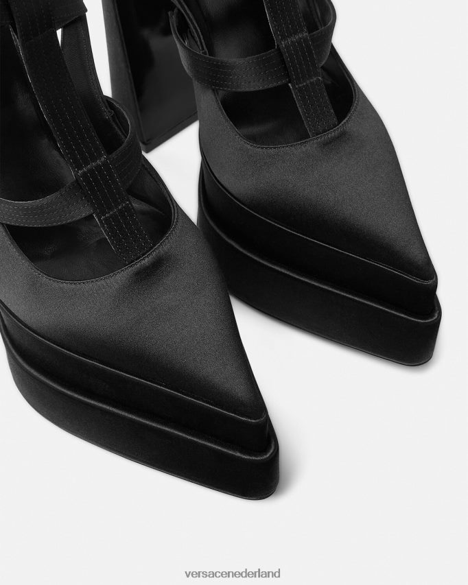 Versace aevitas platformpompen met puntige kooi vrouwen zwart schoen J2T4F4404