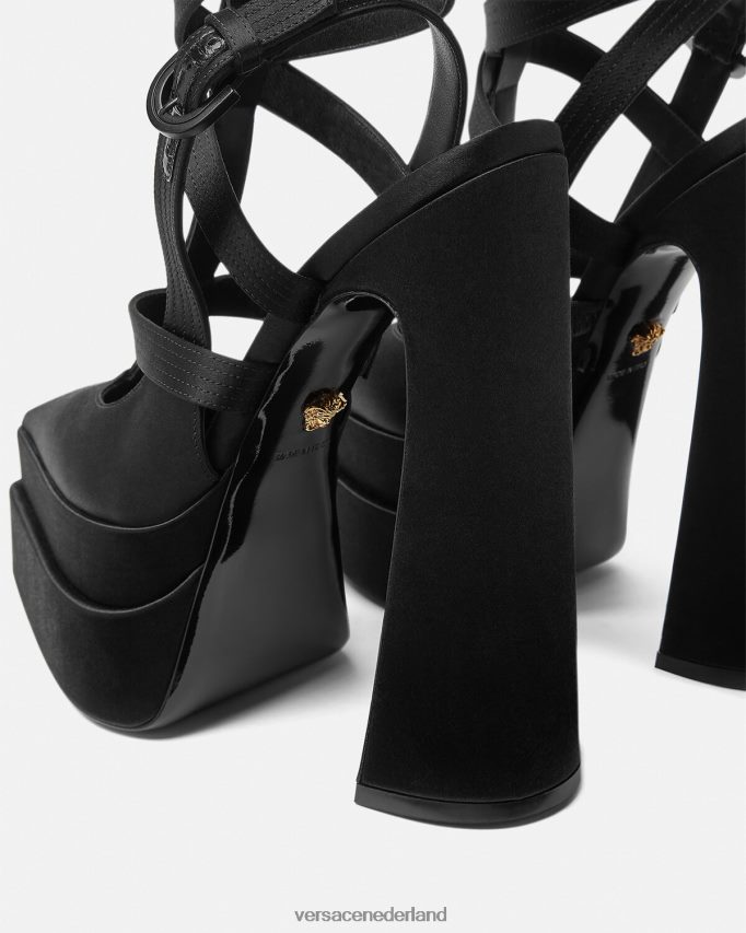Versace aevitas platformpompen met puntige kooi vrouwen zwart schoen J2T4F4404