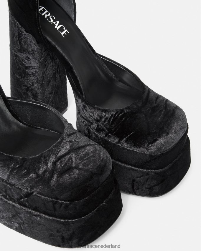 Versace medusa aevitas fluwelen platformpompen vrouwen zwart schoen J2T4F4428