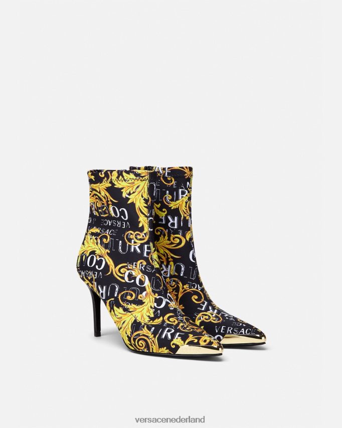 Versace Couture-laarzen met Scarlett-logo vrouwen zwart goud schoen J2T4F42306