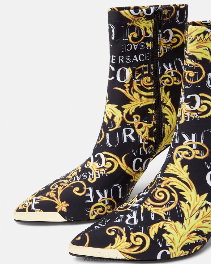 Versace Couture-laarzen met Scarlett-logo vrouwen zwart goud schoen J2T4F42306