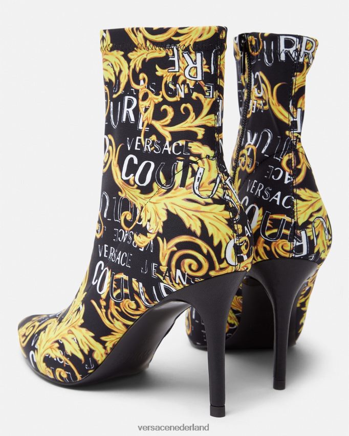 Versace Couture-laarzen met Scarlett-logo vrouwen zwart goud schoen J2T4F42306