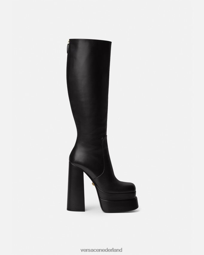 Versace aevitas platform kniehoge laarzen vrouwen zwart schoen J2T4F4477