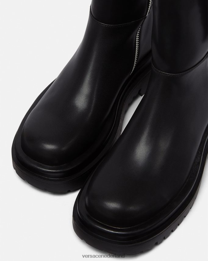 Versace trok barokke enkellaarzen met gesp vrouwen zwart schoen J2T4F42271
