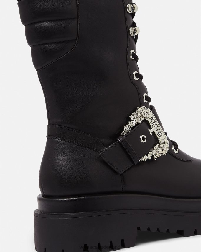 Versace trok gevechtslaarzen met barokke gesp vrouwen zwart schoen J2T4F42270