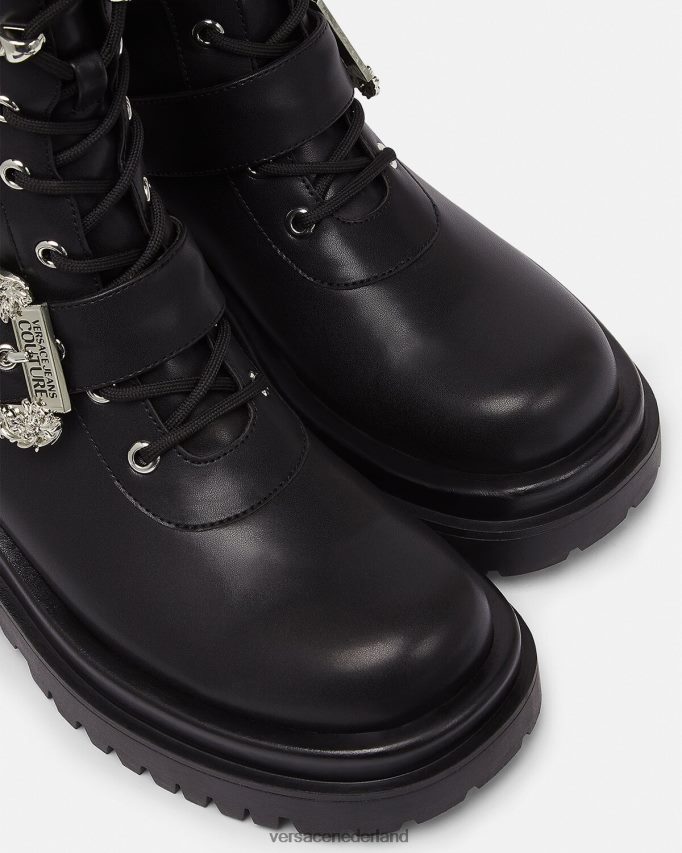 Versace trok gevechtslaarzen met barokke gesp vrouwen zwart schoen J2T4F42270