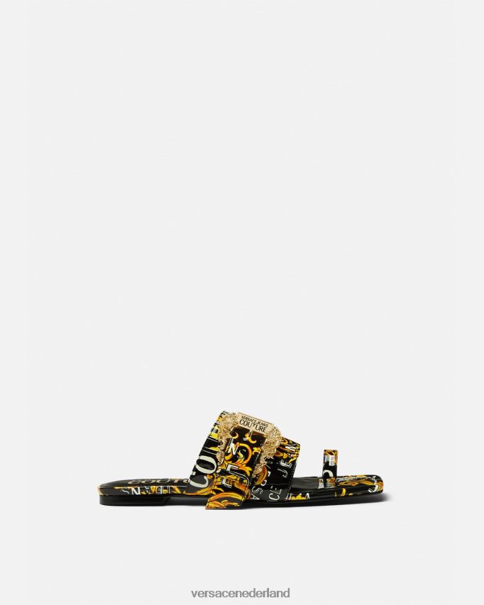 Versace Couture-muiltjes met Millie-logo vrouwen zwart goud schoen J2T4F42300