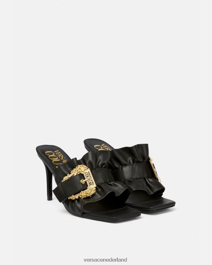 Versace Emily muiltjes met barokke gesp vrouwen zwart schoen J2T4F42284