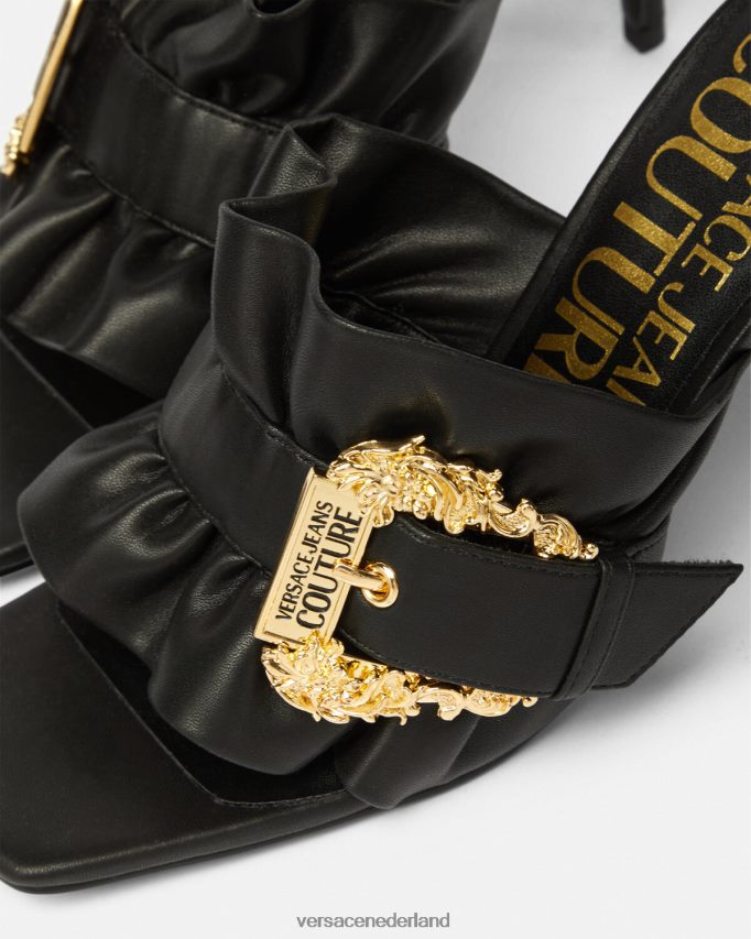 Versace Emily muiltjes met barokke gesp vrouwen zwart schoen J2T4F42284