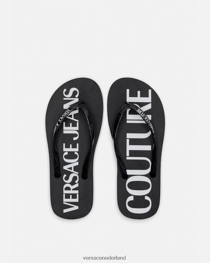 Versace Slippers met logo vrouwen zwart en afdrukken schoen J2T4F42286