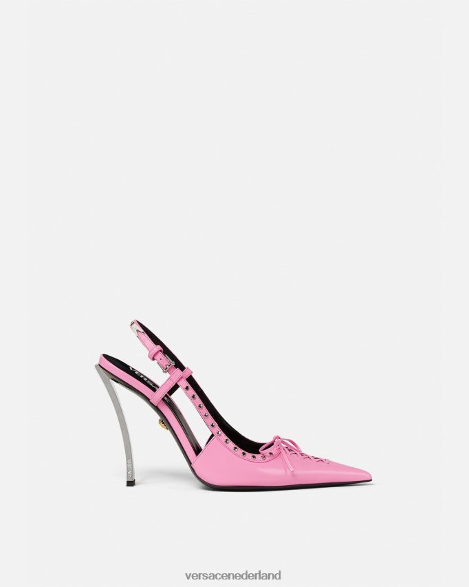 Versace slingback-pumps met veters en puntige punten vrouwen roze schoen J2T4F4389