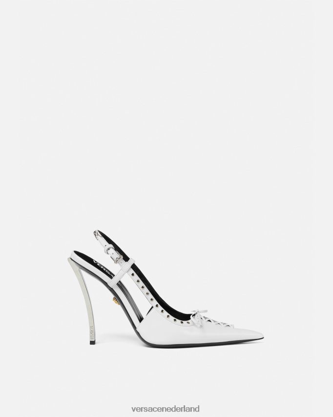 Versace slingback-pumps met veters en puntige punten vrouwen wit schoen J2T4F4383
