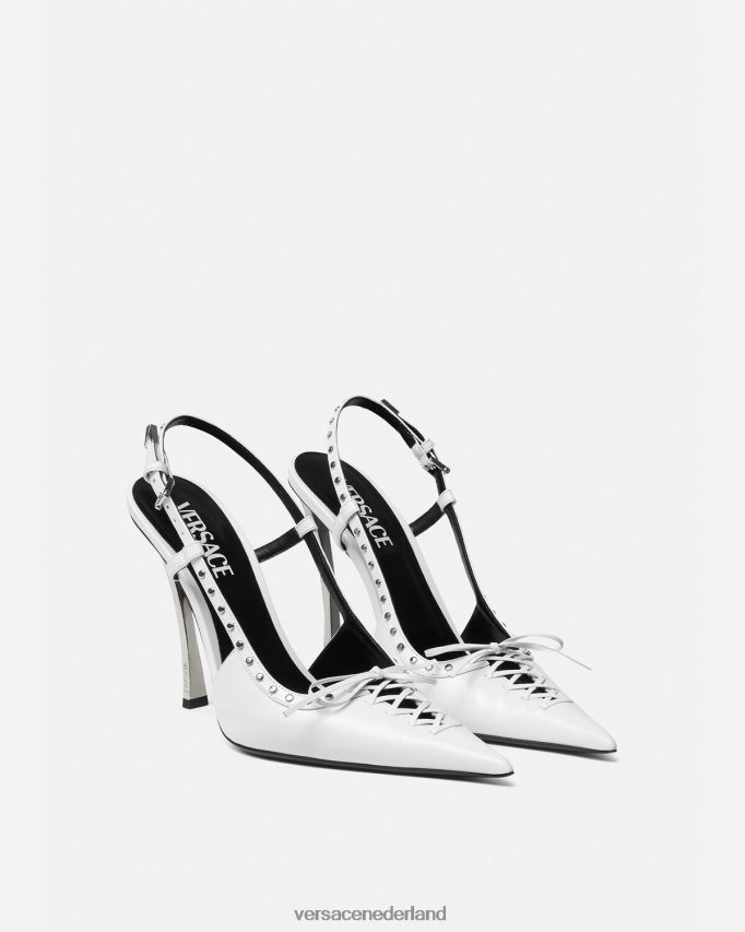Versace slingback-pumps met veters en puntige punten vrouwen wit schoen J2T4F4383