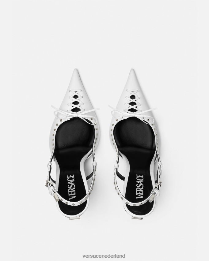 Versace slingback-pumps met veters en puntige punten vrouwen wit schoen J2T4F4383