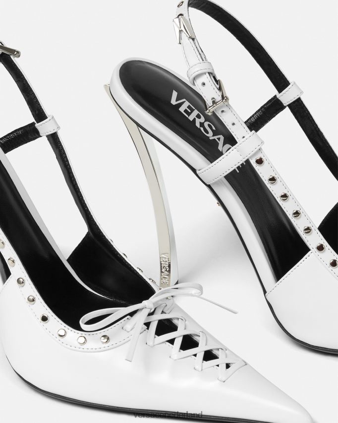 Versace slingback-pumps met veters en puntige punten vrouwen wit schoen J2T4F4383
