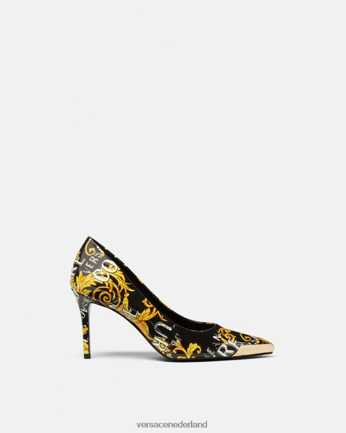 Versace Couture-pumps met Scarlett-logo vrouwen zwart goud schoen J2T4F42304