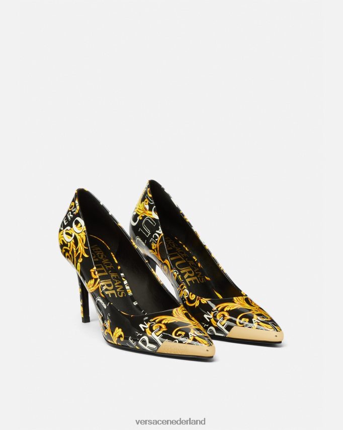 Versace Couture-pumps met Scarlett-logo vrouwen zwart goud schoen J2T4F42304