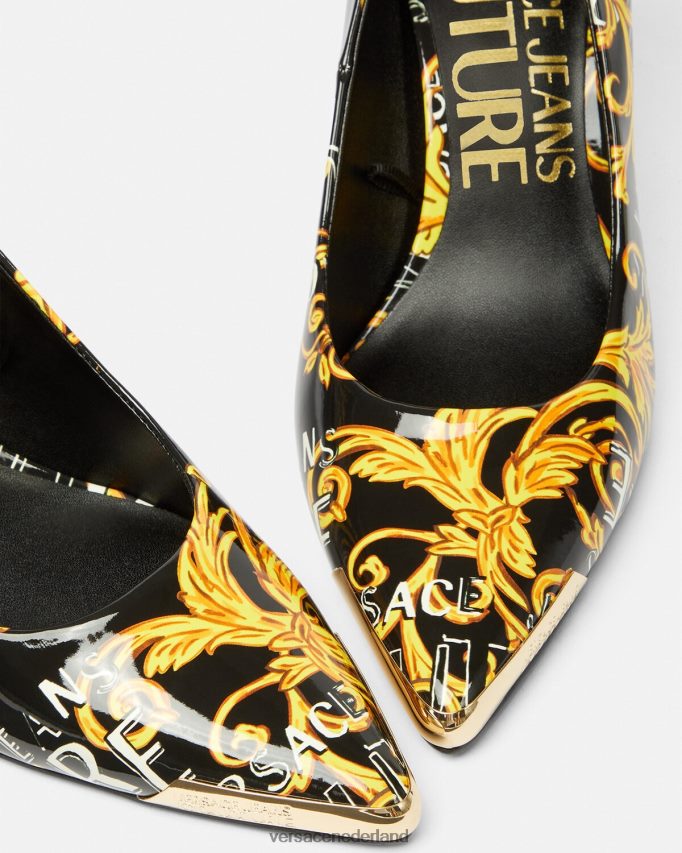 Versace Couture-pumps met Scarlett-logo vrouwen zwart goud schoen J2T4F42304