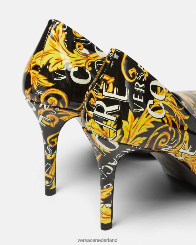 Versace Couture-pumps met Scarlett-logo vrouwen zwart goud schoen J2T4F42304