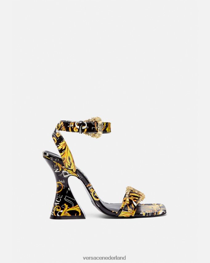 Versace Couture-sandalen met Kirsten-logo vrouwen zwart goud schoen J2T4F42292