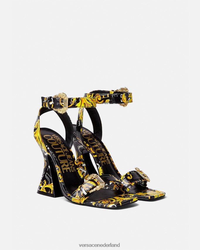 Versace Couture-sandalen met Kirsten-logo vrouwen zwart goud schoen J2T4F42292