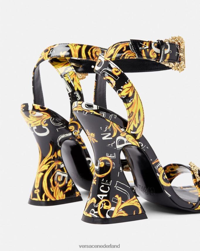 Versace Couture-sandalen met Kirsten-logo vrouwen zwart goud schoen J2T4F42292
