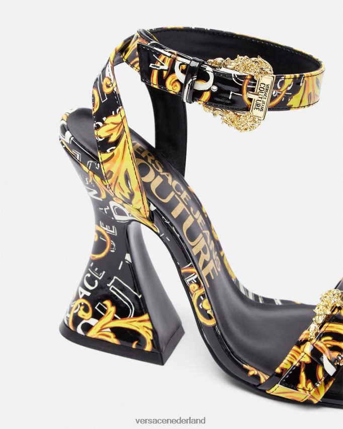Versace Couture-sandalen met Kirsten-logo vrouwen zwart goud schoen J2T4F42292