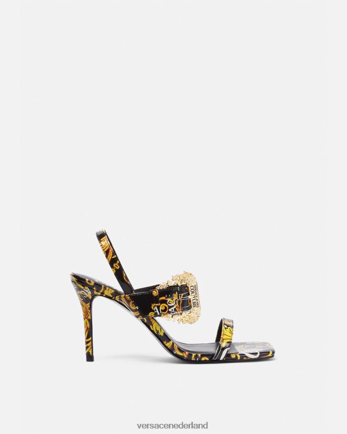 Versace Emily slingback sandalen met logo couture vrouwen zwart goud schoen J2T4F42282