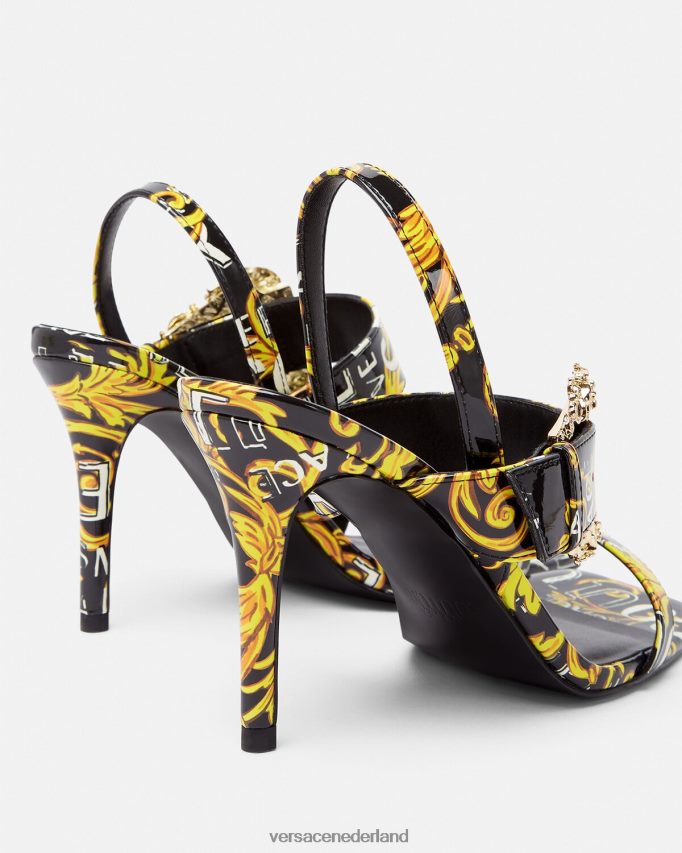 Versace Emily slingback sandalen met logo couture vrouwen zwart goud schoen J2T4F42282