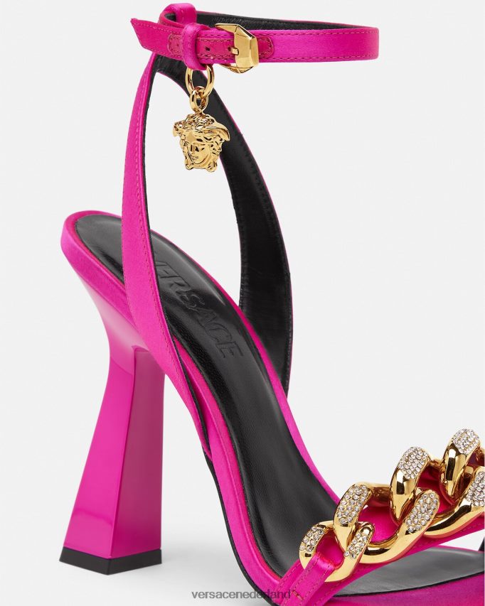 Versace Medusa ketting hoge hak sandalen vrouwen fuchsia schoen J2T4F4462