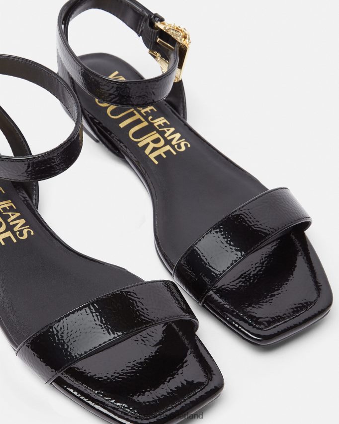 Versace Millie barokke platte sandalen met gesp vrouwen zwart schoen J2T4F42259