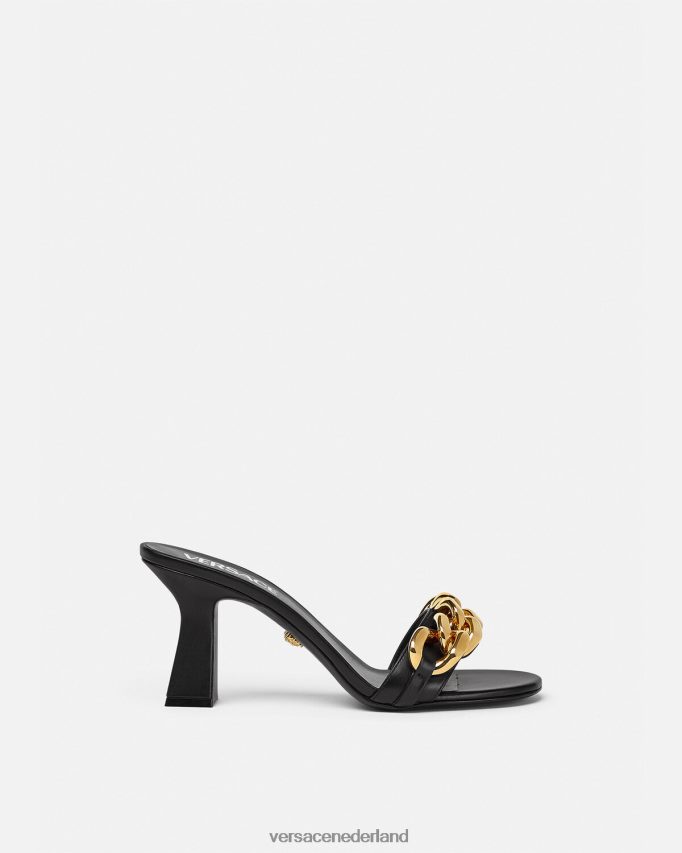 Versace Sandalen met ketting en middelhoge hak vrouwen zwart schoen J2T4F4461