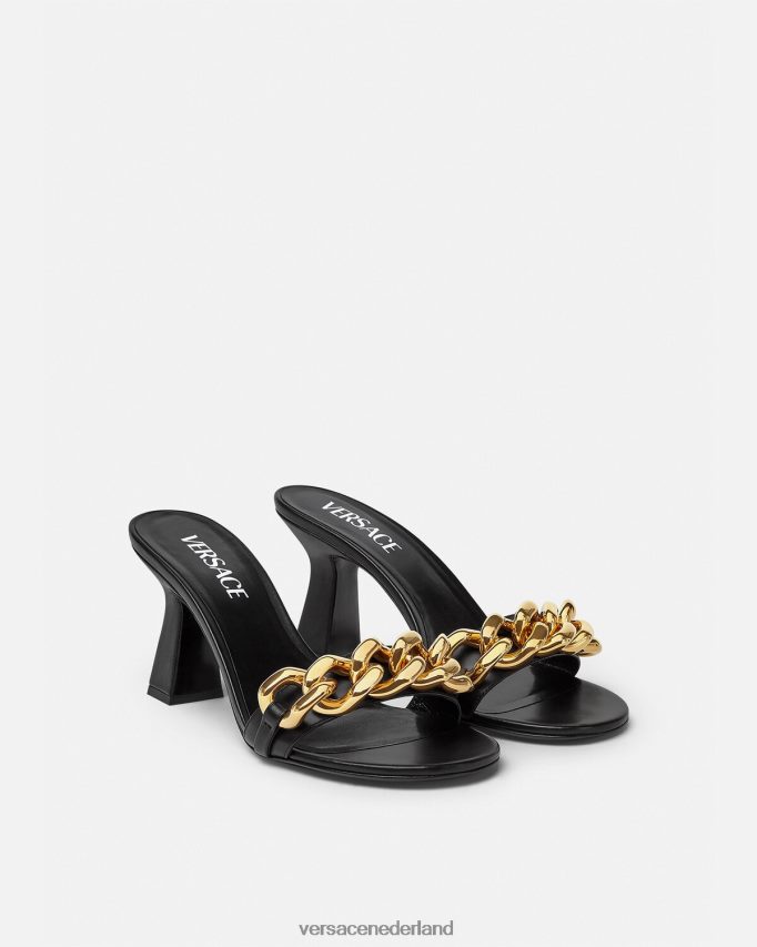 Versace Sandalen met ketting en middelhoge hak vrouwen zwart schoen J2T4F4461