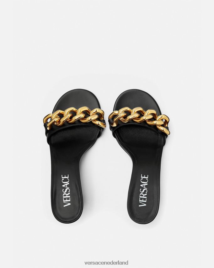Versace Sandalen met ketting en middelhoge hak vrouwen zwart schoen J2T4F4461