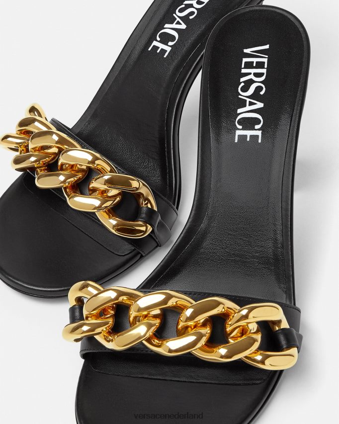 Versace Sandalen met ketting en middelhoge hak vrouwen zwart schoen J2T4F4461