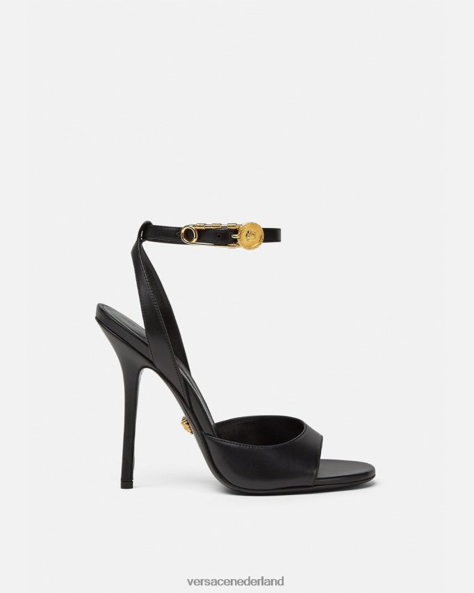 Versace Sandalen met veiligheidsspeld en hoge hak vrouwen zwart schoen J2T4F4449