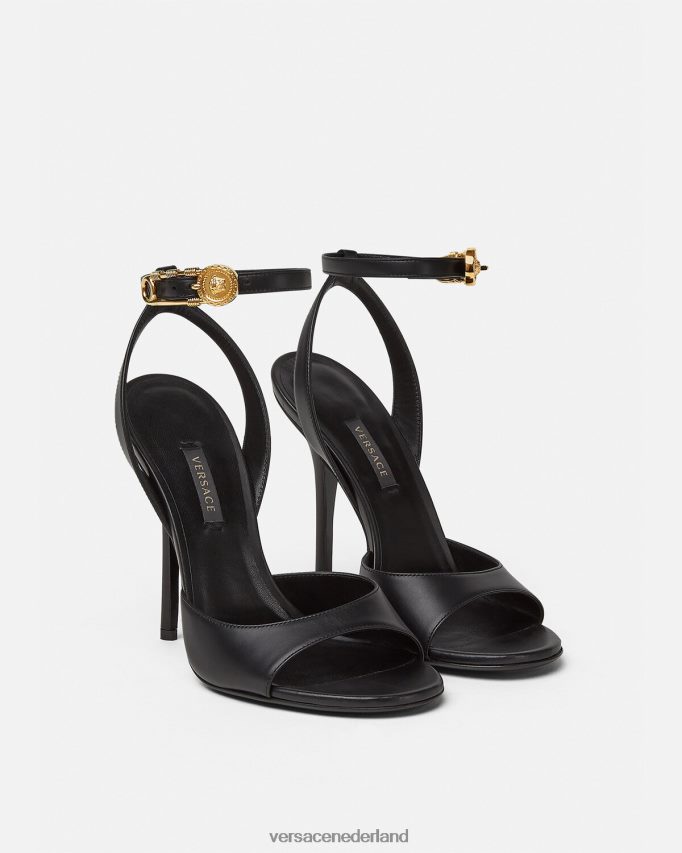Versace Sandalen met veiligheidsspeld en hoge hak vrouwen zwart schoen J2T4F4449