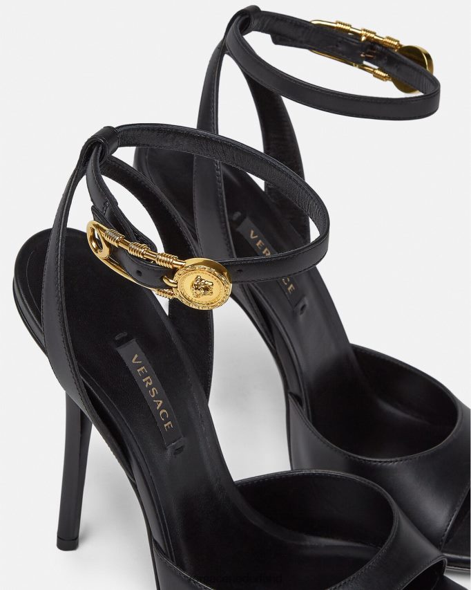 Versace Sandalen met veiligheidsspeld en hoge hak vrouwen zwart schoen J2T4F4449