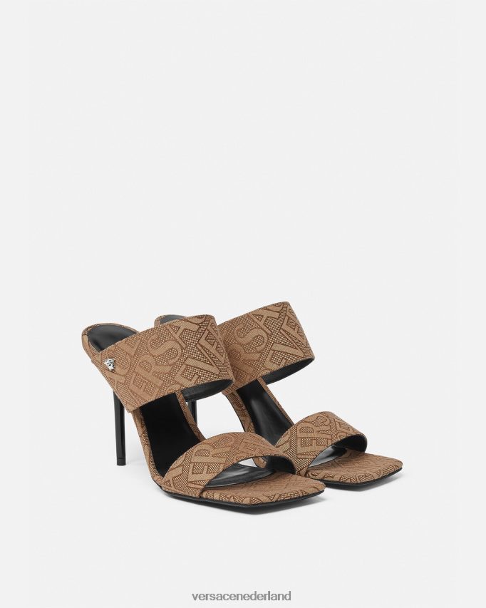 Versace allover muiltjes met hoge hak vrouwen bruin schoen J2T4F4439