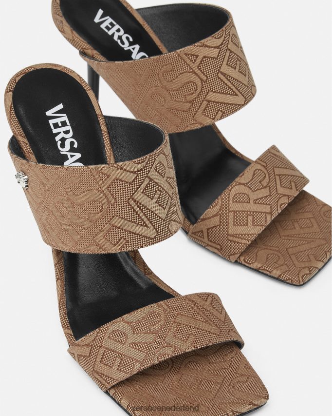 Versace allover muiltjes met hoge hak vrouwen bruin schoen J2T4F4439