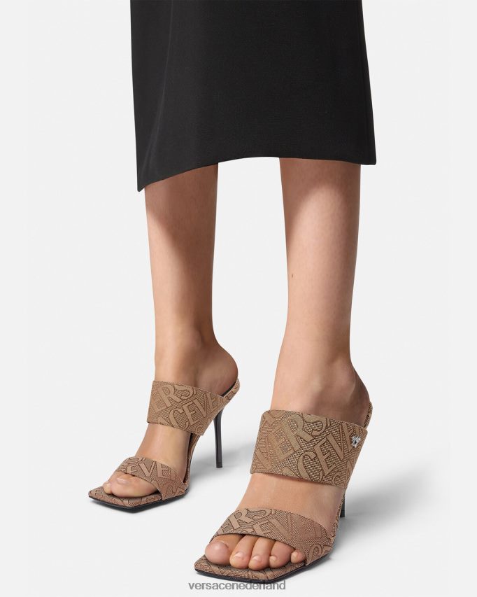 Versace allover muiltjes met hoge hak vrouwen bruin schoen J2T4F4439
