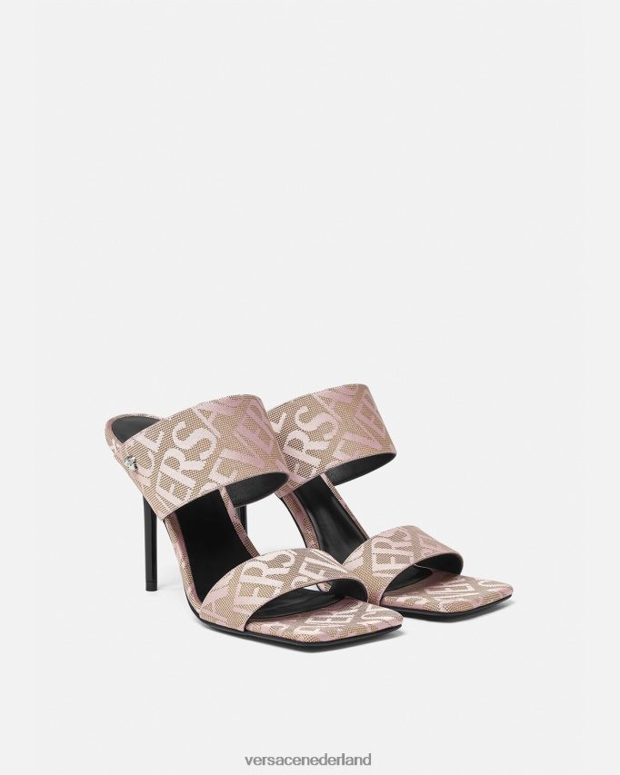 Versace allover muiltjes met hoge hak vrouwen roze schoen J2T4F4440