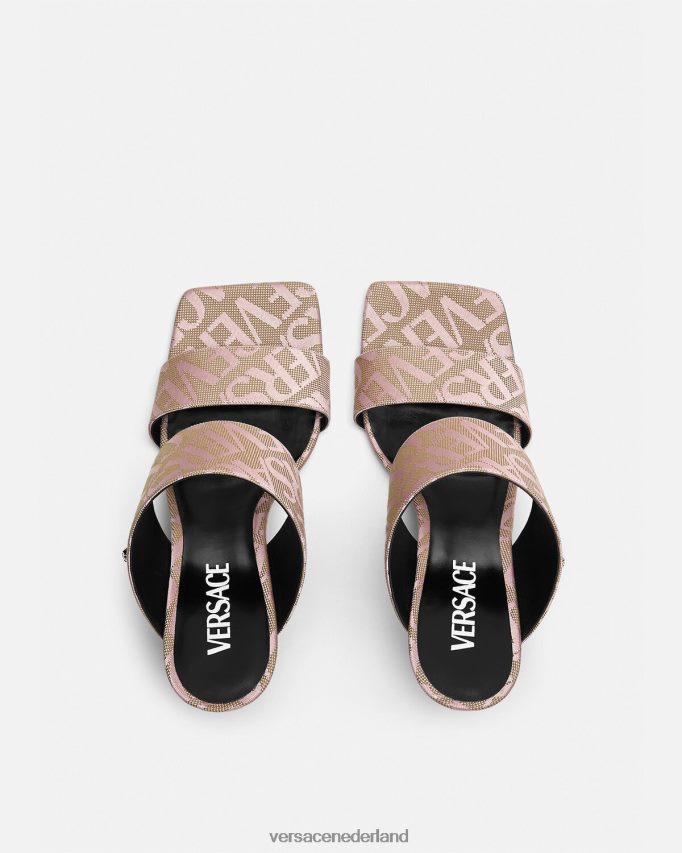 Versace allover muiltjes met hoge hak vrouwen roze schoen J2T4F4440