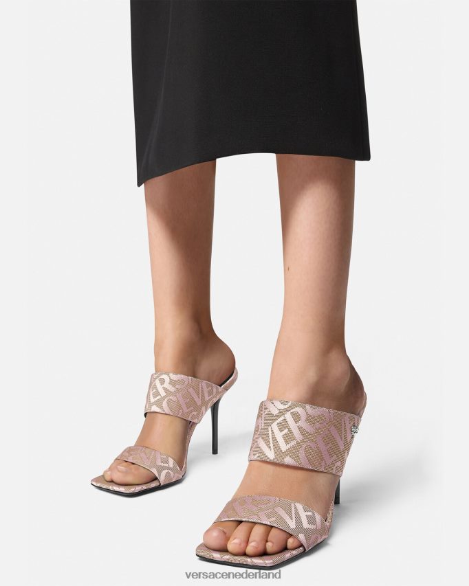 Versace allover muiltjes met hoge hak vrouwen roze schoen J2T4F4440