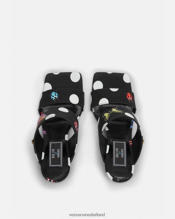 Versace muiltjes van canvas met hoge hak en vlinders vrouwen afdrukken schoen J2T4F4431
