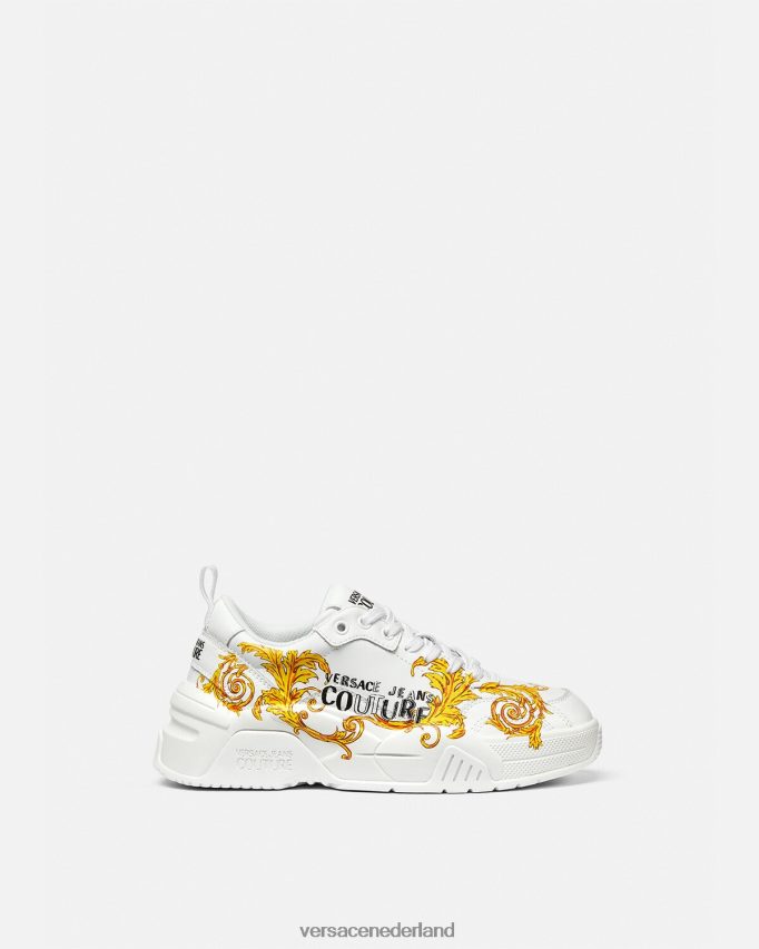 Versace Couture-sneakers met Stargaze-logo vrouwen goud en wit schoen J2T4F42310