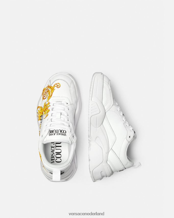 Versace Couture-sneakers met Stargaze-logo vrouwen goud en wit schoen J2T4F42310