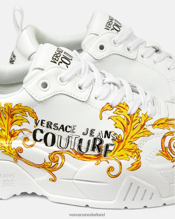 Versace Couture-sneakers met Stargaze-logo vrouwen goud en wit schoen J2T4F42310